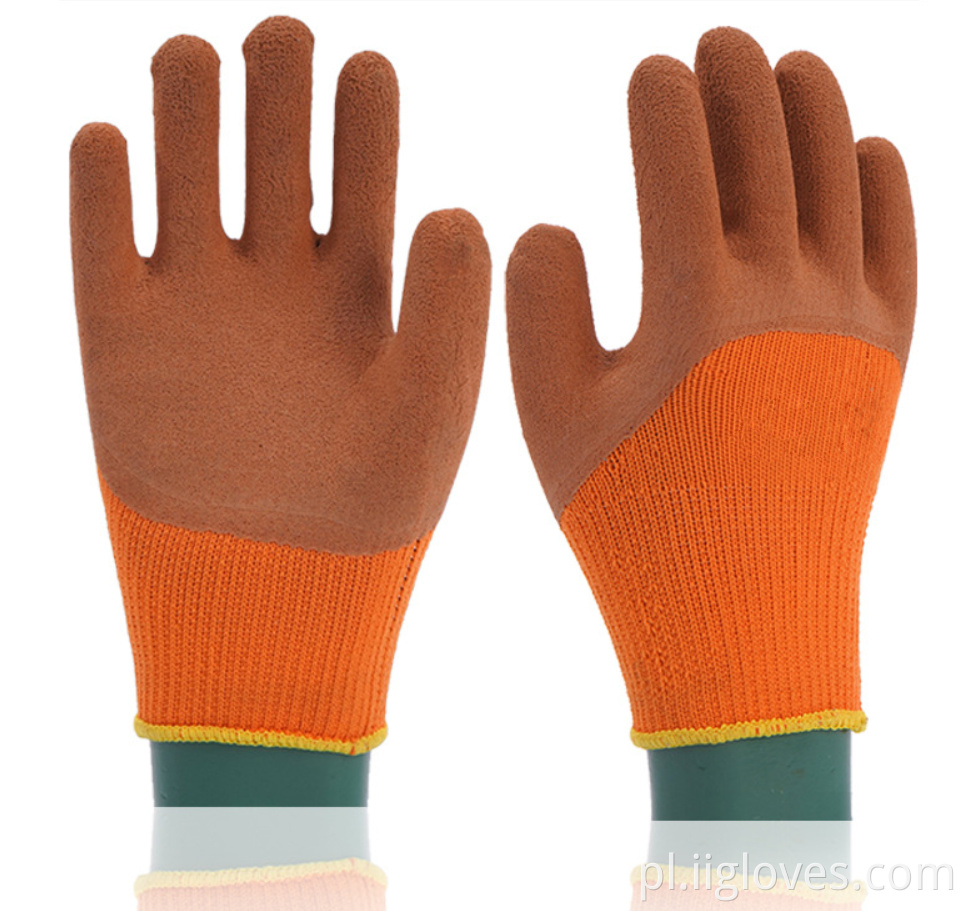 Pomarańczowe nylonowe rękawiczki frotte brązowe lateksowe pianki odporne na zużycie pianki